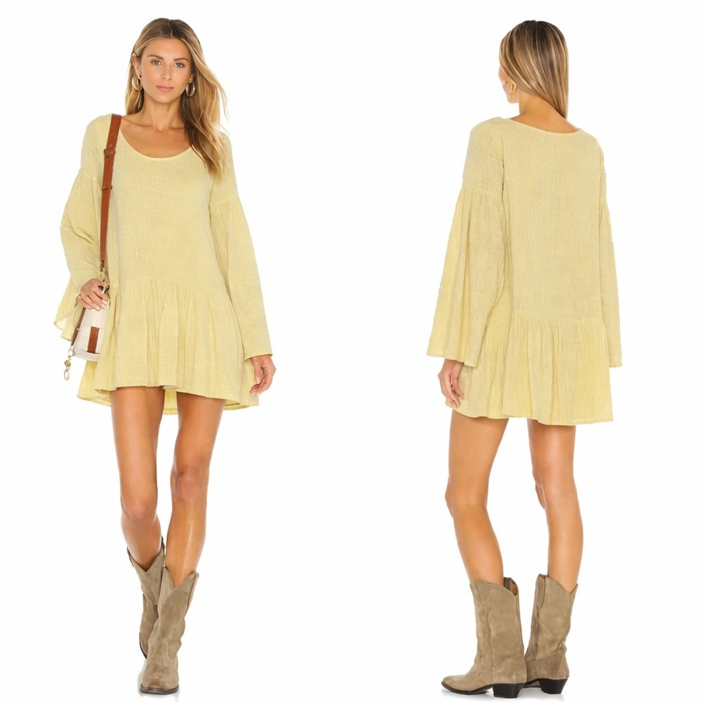 Free People Beach Kyleigh Mini Dress Tunic Yellow XS